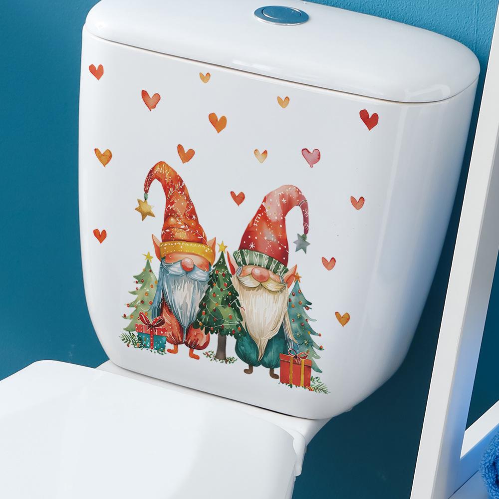 Cartoon Christmas Dwarfs Love Toilet with Bathroom Bathroom Home Decoration Stickers