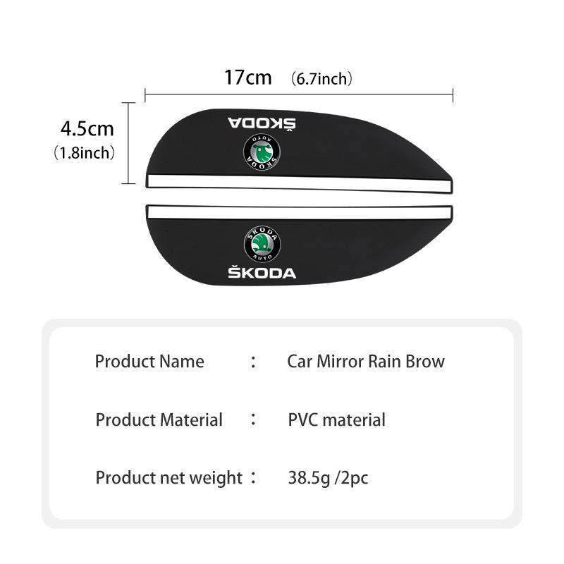 GQEW9 For Skoda PVC Car Rearview Mirror Eyebrow Rain Visor Sun Shade Rainproof Cover Octavia Superb RAPID FABIA KAMIQ KAROQ KODIAQ