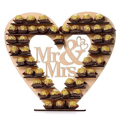 Chocolate Stand Multi-layers Assembly DIY Rustic Wooden Detachable Easy Basswood Love Heart Shape Chocolate Holder Rack Valentine's