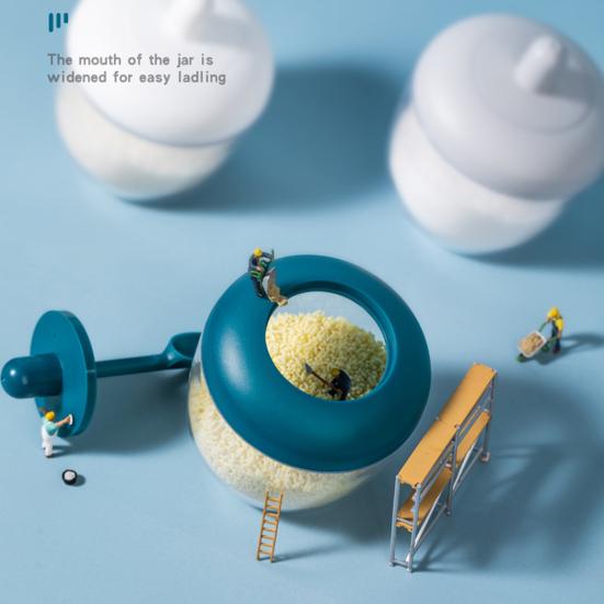 Haushaltsgewürzflasche Salz Aufbewahrungsbox Gewürzglas mit Löffel Küchenbedarf