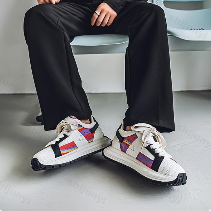 Breathable Men Casual Shoes 2026 Autumn New Outdoor Non Slip Platform Sneakers Height Increase Comfort Lace Up Vulcanized Shoes