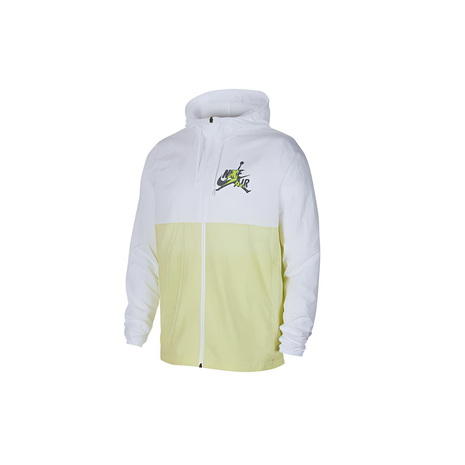 Air Jordan Alphabet Printing Basketball Sports Hooded Jacket White Yellow Men s CK2218-100 XXXL