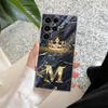 Initial Letter E M I J L Phone Case For Samsung Galaxy S24 S23 Ultra S22 S20 Plus S21 FE Clear Cover Fashion Marble Crown Fundas