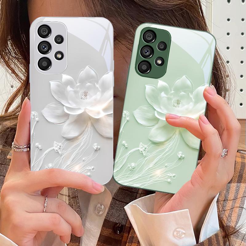 Mgliste i delikatne kwiaty Do Samsung S25 S25 Edge S25Ultra S8 9 S10 20 U ltra S21 Pro 22 Plus S23 FE S24 Ultra Szklane Etui na Telefon