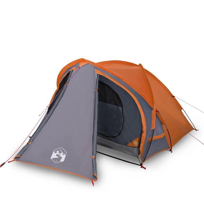 VidaXL Camping Tent 2 Person, Shade Tent with Carry Bag, Portable Awning with Sidewalls, Grey and 94341