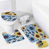 Bathroom Curtain And Rug Set, Sunflower Pattern Printed On Shower Curtain And Bath Mat Set, Designed For Farmhouse Contemporary