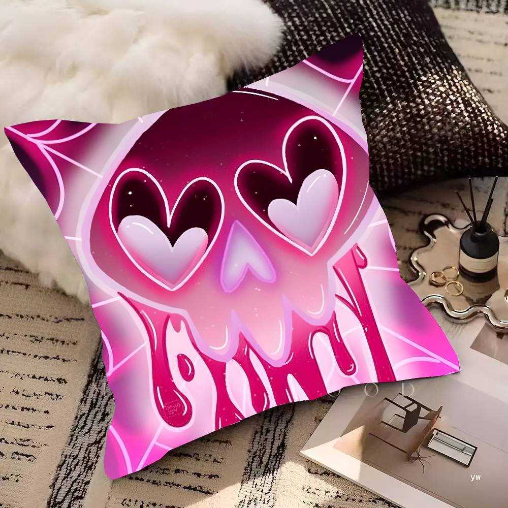 Winkelstaub H-Hazbin Hotel Anime Kissenbezug Quadratisches Kissen Schlafzimmer Sofa Freizeit Komfort Kissen Auto Heimdekoration