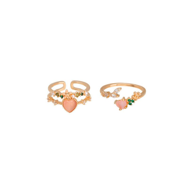 Style Geometric Charming Adjustable Heart Shaped Zircon Ring For Women Perfect For Gifts