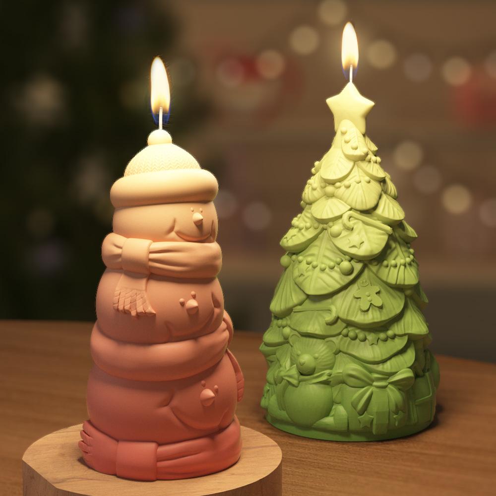 Schneemann Kerze Silikonform Harz DIY SilikonformWeihnachtsbaum Aromatherapie Gipsform Dekoration Kerzenherstellung