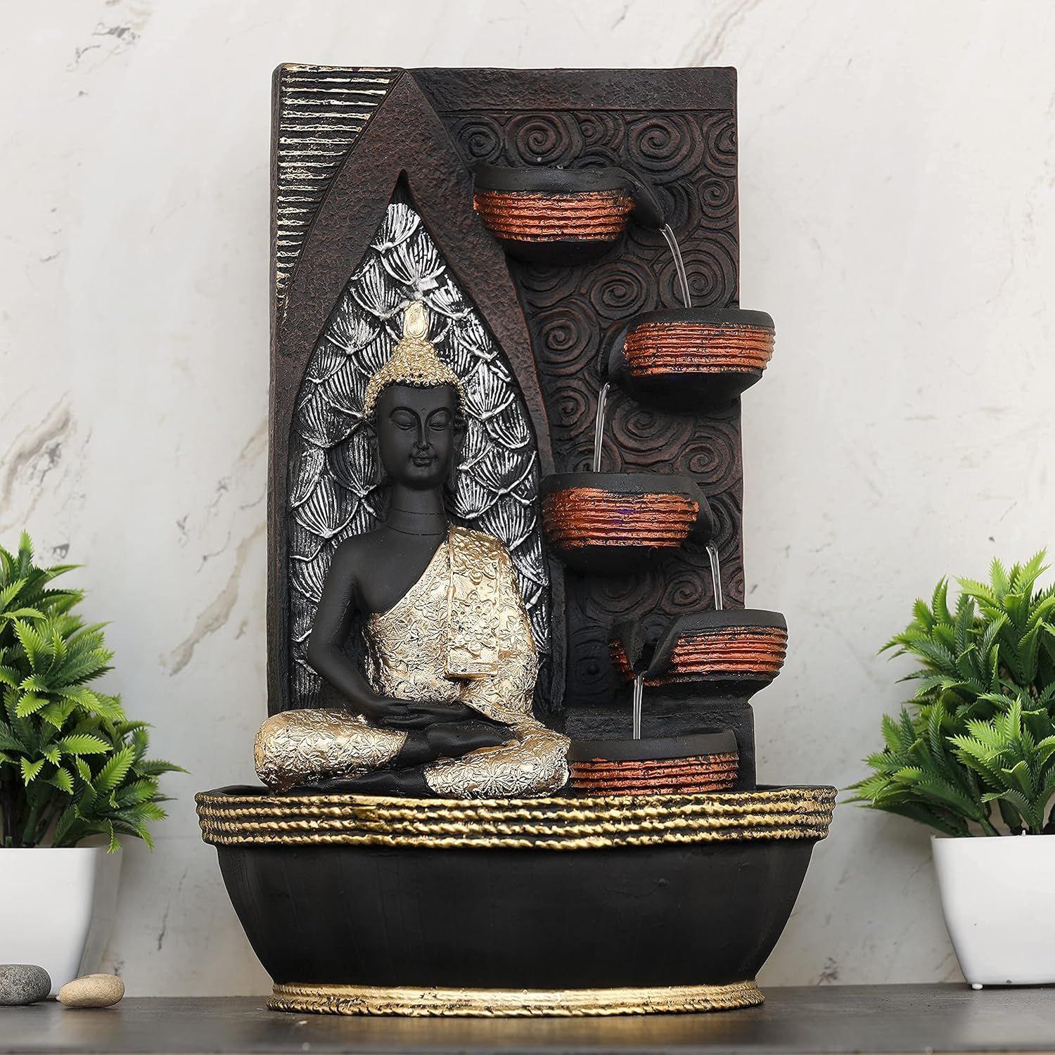 

Фонтан с водопадом и светодиодными лампами. Декор для дома. Подарочный подарок.