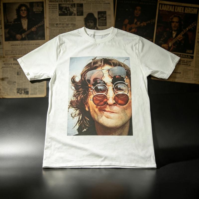 John Lennon Band T-Shirt Graphic Retro Rock Band T-Shirt Summer Pure Cotton Unisex's T-Shirt Clothing Tee Y2k WoUnisex
