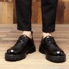 Big head leather shoes men's summer breathable thin business casual sandals youth platform round head shoes platform short boots men