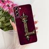 Transparent For Samsung Galaxy S21 FE 5G Case Cover Aesthetic Luxury Crown Letters 2D Flat Pattern Soft Casing SM-G990B