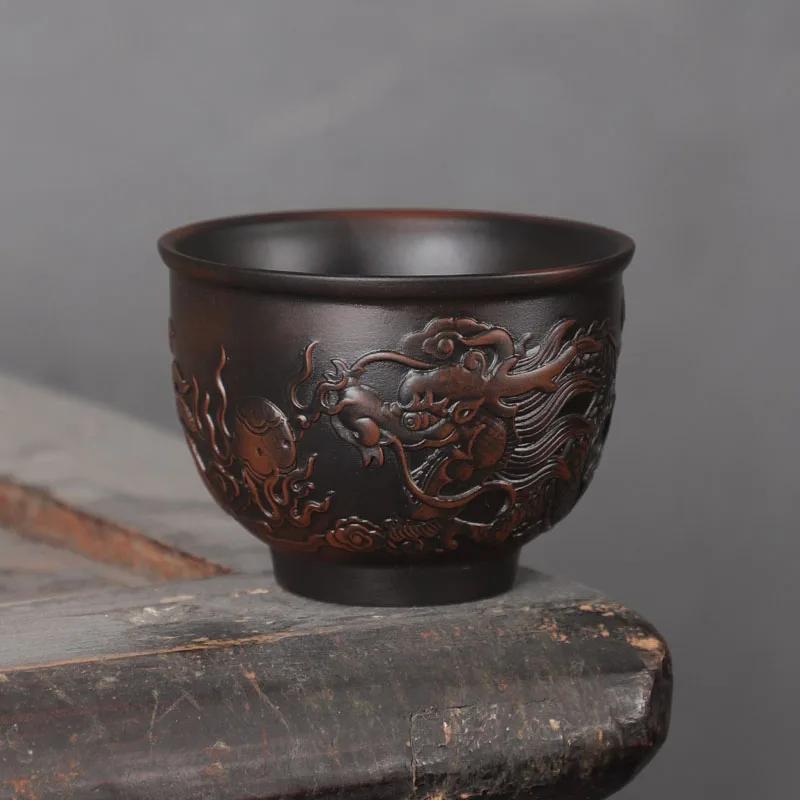 

Фиолетовая керамика ретро резной чайник ручной работы чайник для чая кунг-фу одинарный китайский чайный сервиз пуэр исин