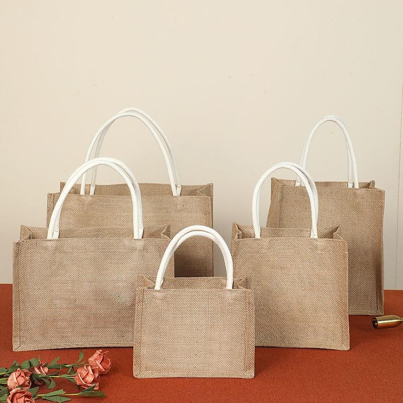 Sofort verfügbar Retro-Stil Jutebeutel - Jute-Einkaufstasche, Leinen-Geschenktasche, unbemalt