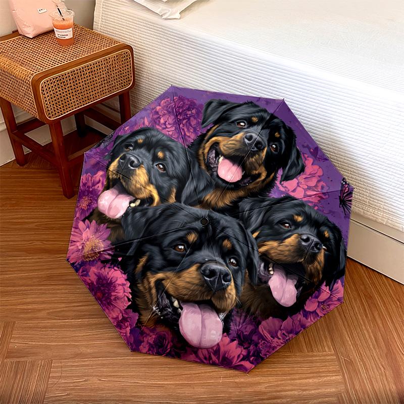 1 PC Automatic Folding Umbrella - Rottweiler Dogs Pattern, Portable & Foldable Design with 8 Ribs, Christmas Birthday Gifts
