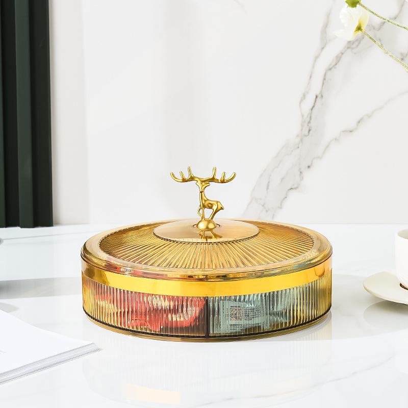 Clear Divided Fruit Plate with Lid: Sealed Storage Box for Living Room or Coffee Table