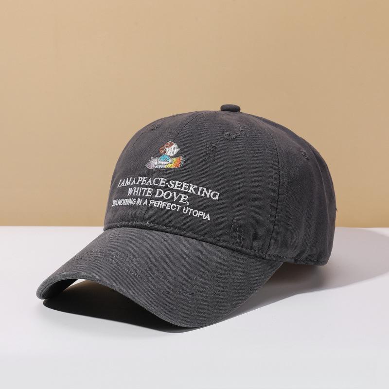 Spring And Summer Cartoon Small Embroidery Design Soft Top Baseball Cap Sunshade Sun Hat Japanese Peaked Cap