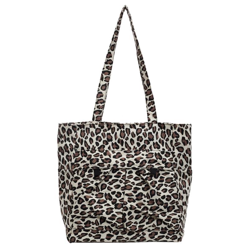 Large Capacity Tote Bag Women's Lightweight Leopard Print Shoulder Bag