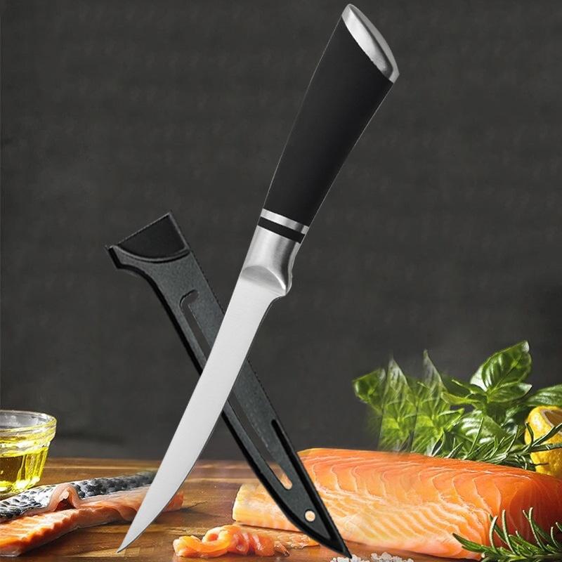 

WXCOO Stainless Steel Fishing Fish Boning Fillet Knife Slicing Meat Cleaver Non-Slip Handle Kitchen Knife Kitchen Supplies