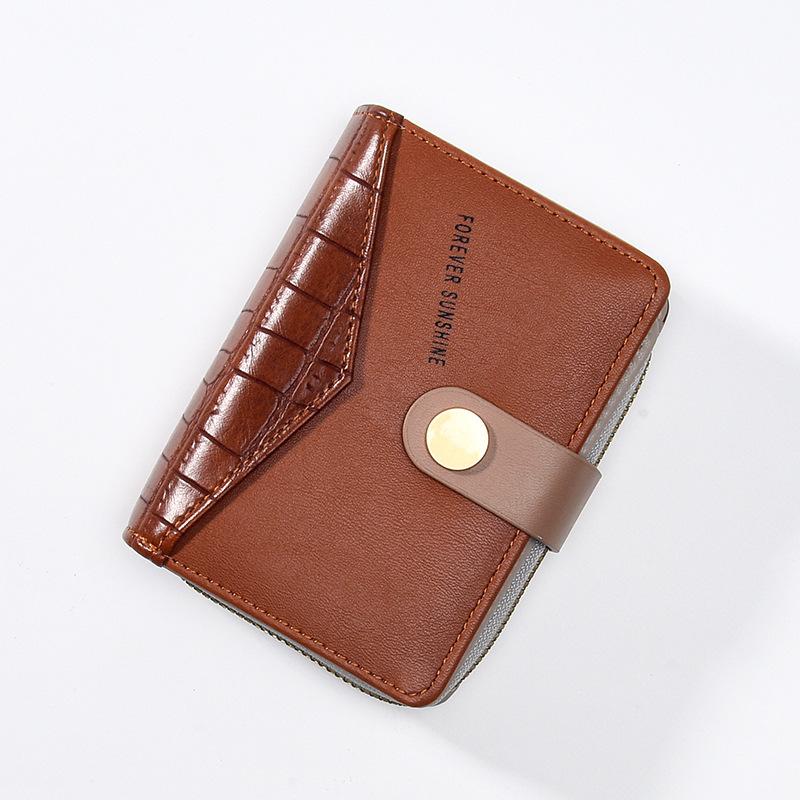 

Новый женский кошелек однотонный ремень декоративная строчка модная женская сумка большой вместимости многофункциональный зажим для купюр с несколькими отделениями для карт коричневый