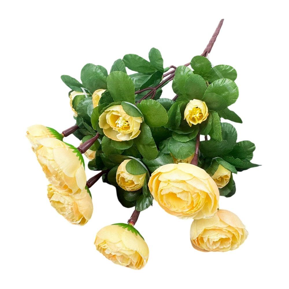 

Green Leaves Small Camellia Artifical Flower Multicolor Faux Flower Desktop Ornament світло-жовтого кольору