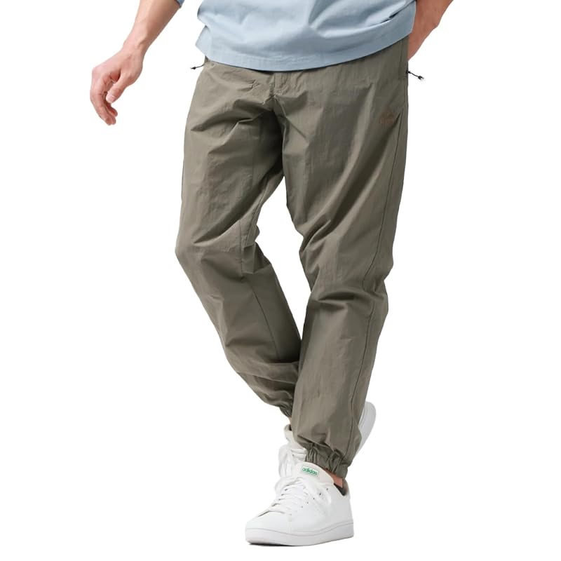 

[Jerry] easy pants men s One point logo embroidery Cool touch sensation UV cut jogger pants bottoms sports training outdoor khaki M