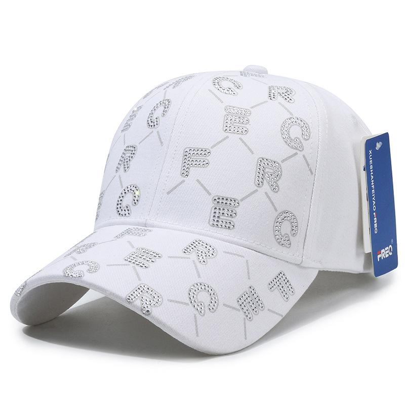 

New hot diamond letter baseball cap men s and women s outdoor leisure sunscreen sunshade fashionable versatile travel Adjustable білий