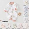 Baby Cotton Long Sleeve Romper With Snap Closure For Newborn Infants