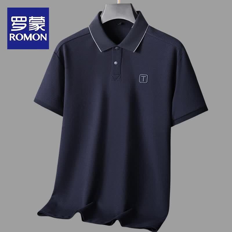 ROMON Men's Plus Size Business Casual Polo Shirt