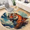 1pc Tiger Wave Chair Carpet for Office, Round Non-Slip Durable Large Size Office Carpet, Suitable for Office, Beautiful Decoration