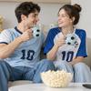 Soccer Ceramic Mug, 400ml Football Shaped Cup with Lid, Black White Hexagon Sports Drinkware for Home Office, Fan Gifts
