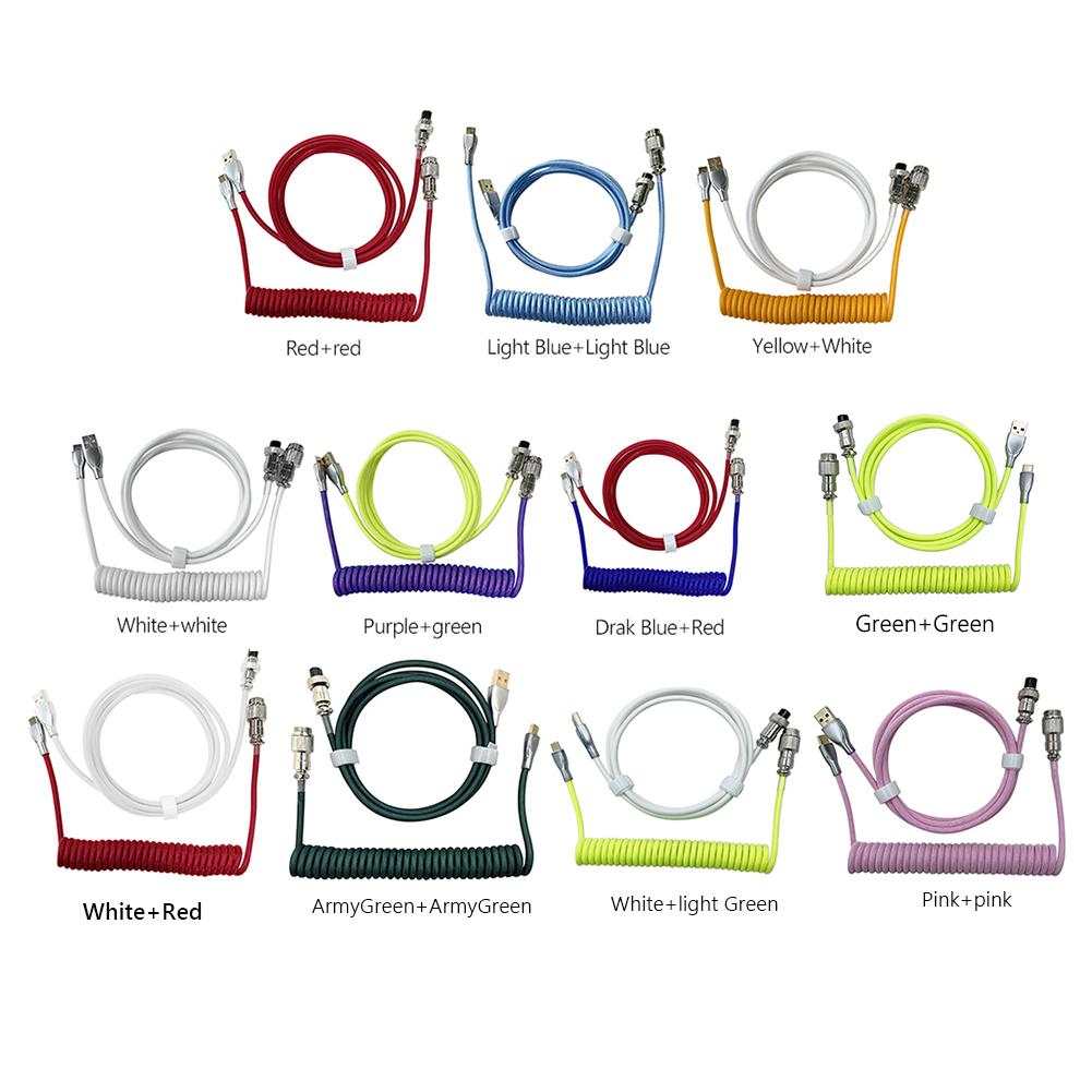 Type C USB Cable Mechanical Keyboard USB Wire for Mechanical Keyboard Aviator Connector Spiral Paracord