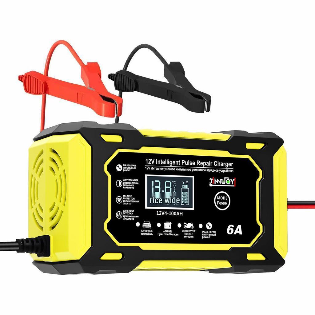 12V 6A Smart Pulse Repair Charger for Car & Motorcycle Lead-Acid Batteries