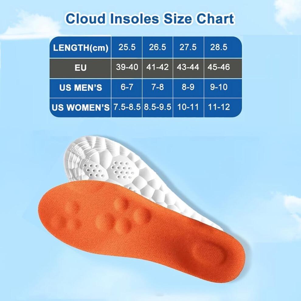 4D Cloud Insoles for Men Women, Memory Foam Insoles with Elastic Strong Arch & Shock-Absorbing