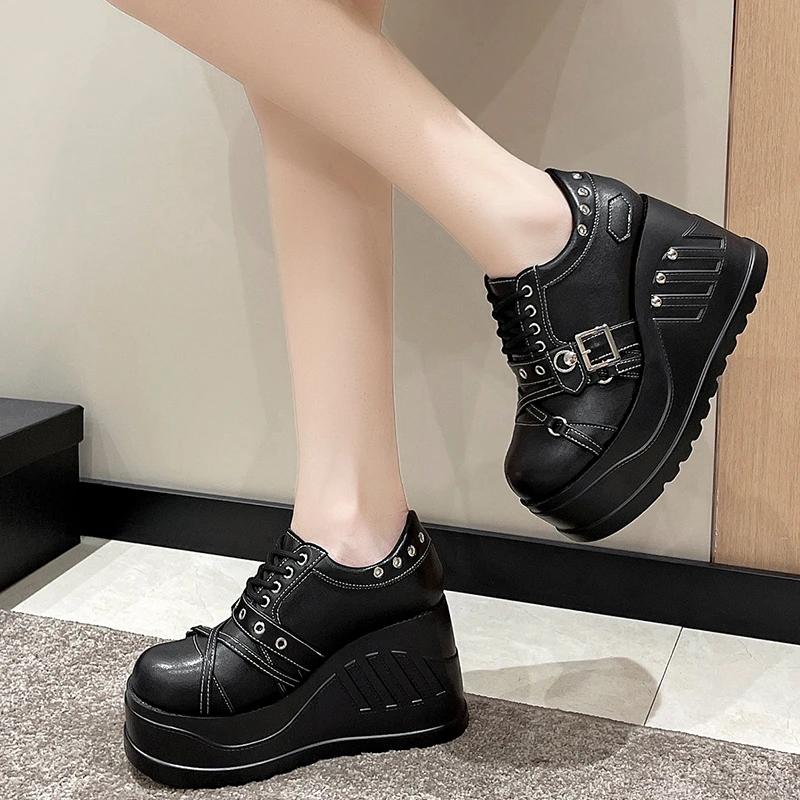 Fashion Punk Gothic Pumps Women 2024 New Thick Sole Brand Platform Mary Jane Shoes Wedge High Heels Party Cosplay Designer Lolita Shoes