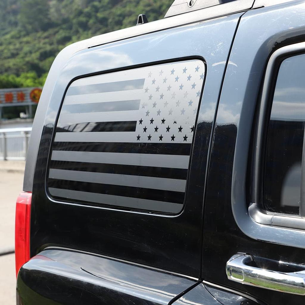 American Flag Vinyl Rear Side Window Decals Compatible with Hummer H3 2005-2009,Window Decals Precut Stickers Exterior Accessories(Black)