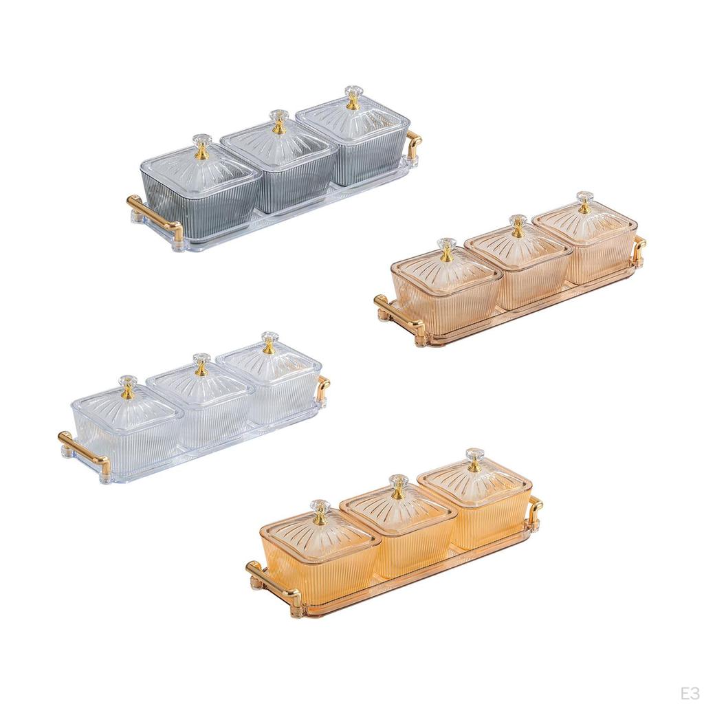 Dried Fruit Plate Nuts with 3 Small Bowls Food Storage Box Snack Candy Dish for Hotel Holiday