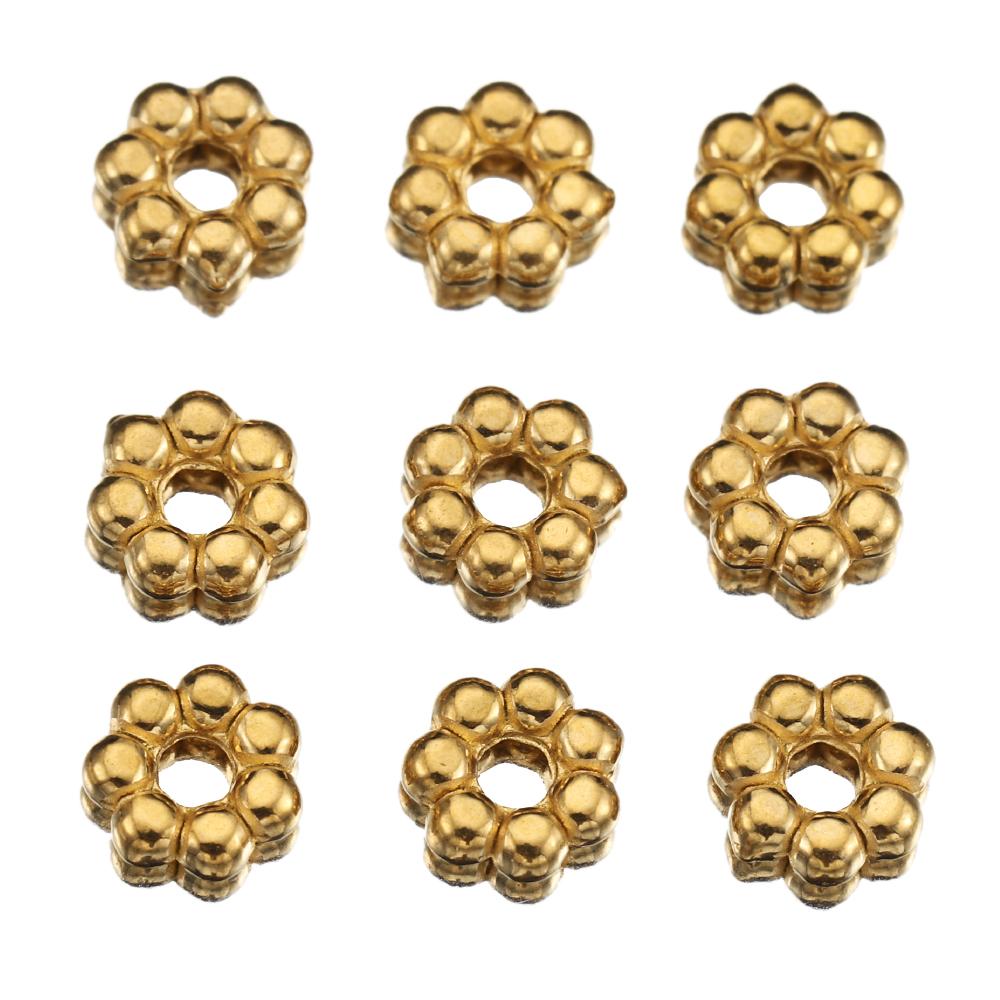 50pcs Stainless Steel Gold Color Daisy Spacer Beads Mini Spacer Beads Charms Pendants for Bracelet Necklace Jewelry Making DIY
