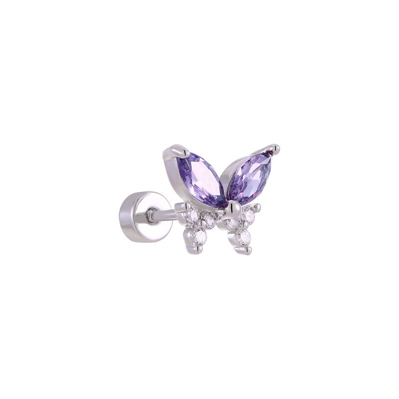 Ear-Caring Ear Bone Stud Flash Zircon Delicate Earrings Female Fancy Titanium Steel Sleep No Need to Take off Earrings Delicate Earrings