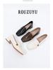 2024 Retro Chunky Heel Loafers: Versatile Square Toe, Medium Heel, Slip-on Leather Shoes for All Seasons