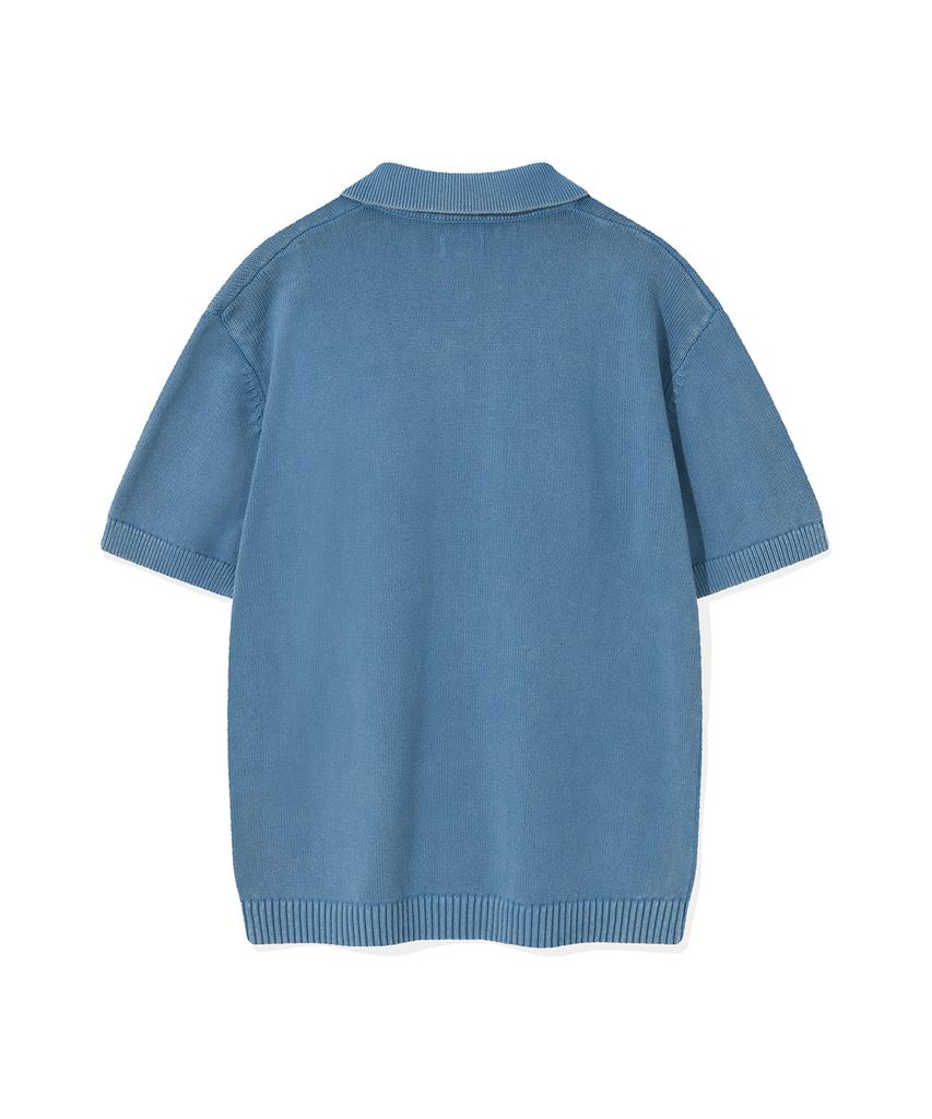 WACKY WILLY Vintage Washed Collared Knit Blue