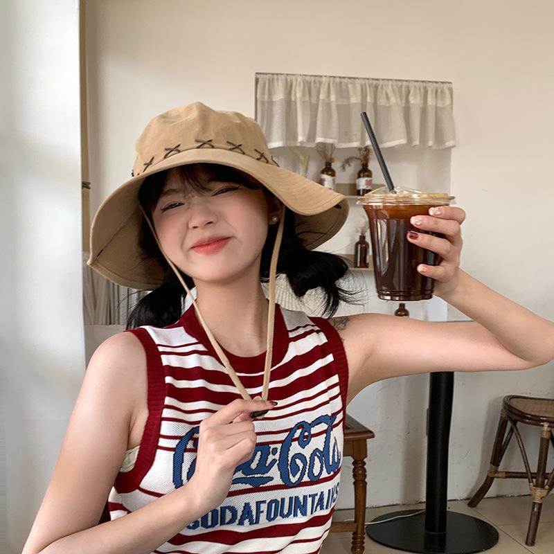 Outdoor Hiking Hat Women'S Summer Sun Hat Big Eaves Sun Protection Bucket Hat Hiking Camping Shade Western Cowboy Hat Men