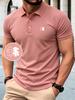 Men's Casual Polo Shirt with Pattern Print - Breathable & Short Sleeve Label Golf Shirts for Business Casual Daily Wear