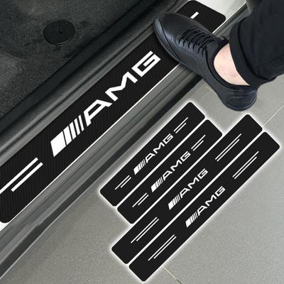 4 Stück Auto Türschwelle Carbonfaser Schwellenschutz 3D Aufkleber Kappen Für Mercedes Benz AMG W204 W213 W205 W211 W212 W176 CL9