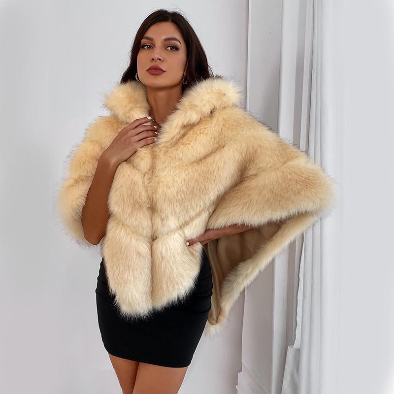 2023 Luxury Faux Fur Shawl Coat for Women – TikTok Bestseller
