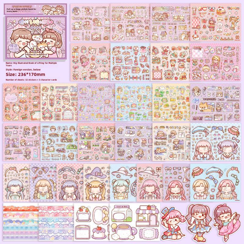 

Милый блокнот с иллюстрациями Tirado с наклейками и узорами из декоративной бумаги