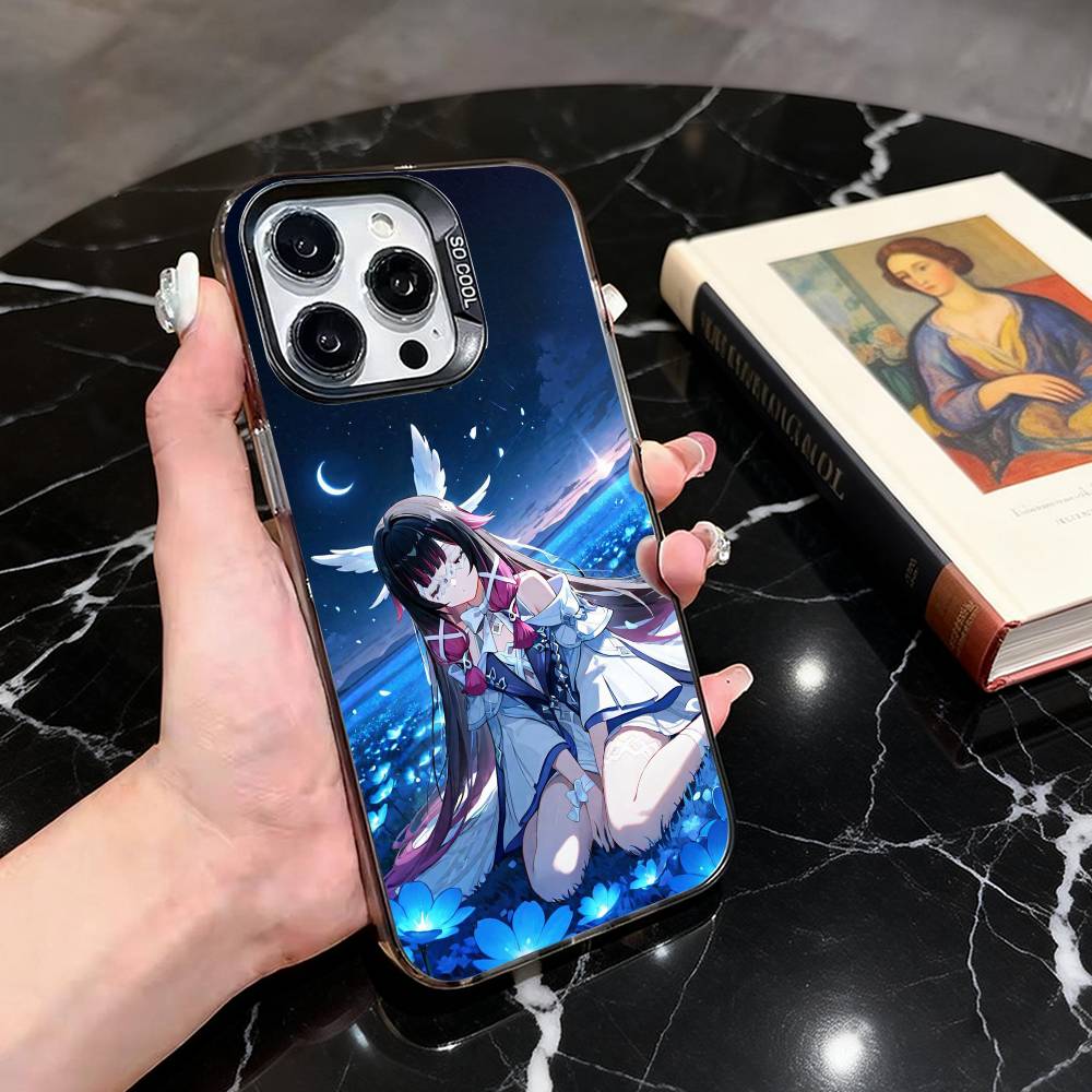 G-Genshin l-Impact Girl Columbina-gic Phone Case For iPhone 17,16,15,14,13,12,11 Plus,Pro Max,Colored Silver Plated Inside Cover
