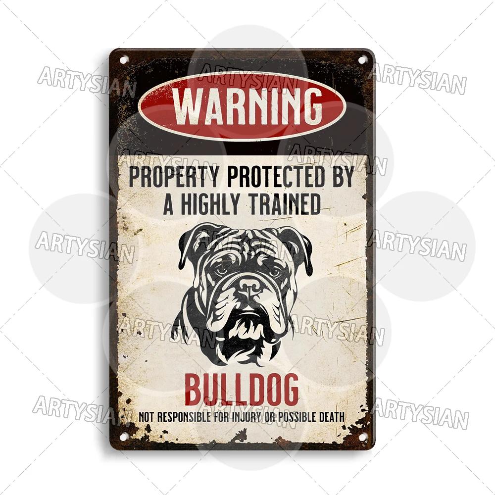Beware Of Dog Warning Metal Sign German Shorthaired Pointer Aussie Dachshund Labrador Doxie Bulldog Dobermann Pyrenees Shiba Pug