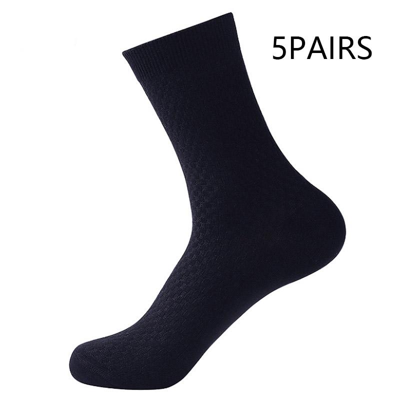 5 Pairs High Quality Bamboo Fiber Men Socks Business Breathable Deodorant Compression Socks Men Long Big Size EU39-47 Large Plus